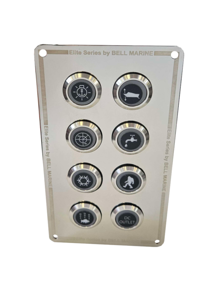 8 Gang Stainless Steel Panels with 20AMP Switches and Sticker Labels