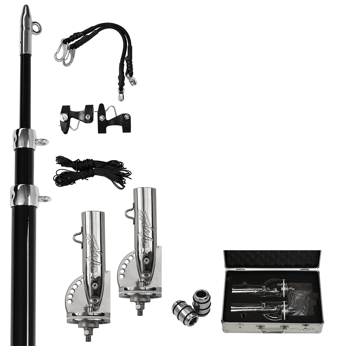 Viper Xtreme Outrigger Bases, 3 Stage Poles & Lines Bundle -Side Mount -  Bell Marine