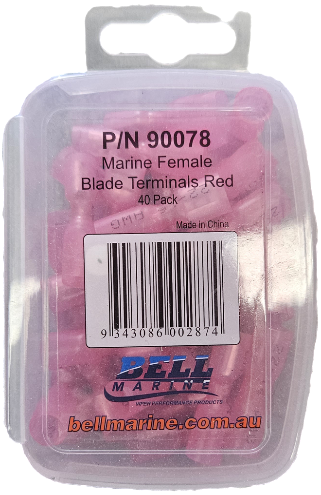 Marine Glue Lined Female Blade Terminal Red – 2.5-3mm- 40 Pack