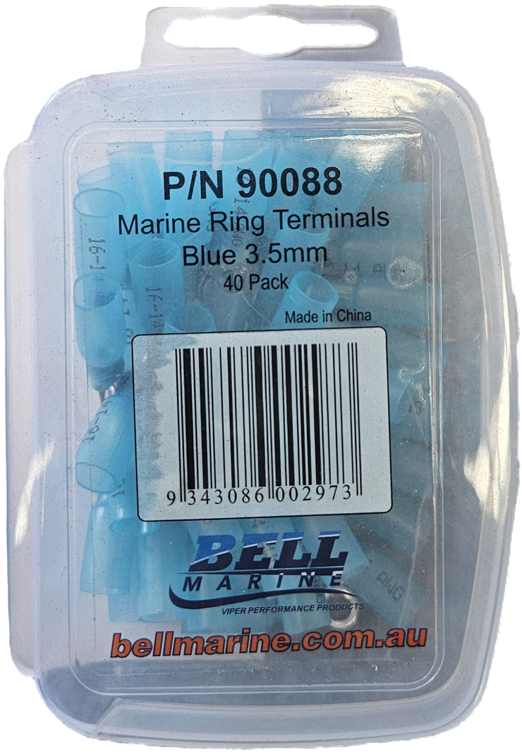 Marine Glue Lined Ring Terminal Blue – 3.5mm – 40 Pack