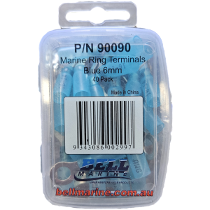 Marine Glue Lined Ring Terminal Blue – 6mm – 40 Pack