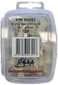 Marine Glue Lined Ring Terminal Yellow – 6mm – 30 Pack