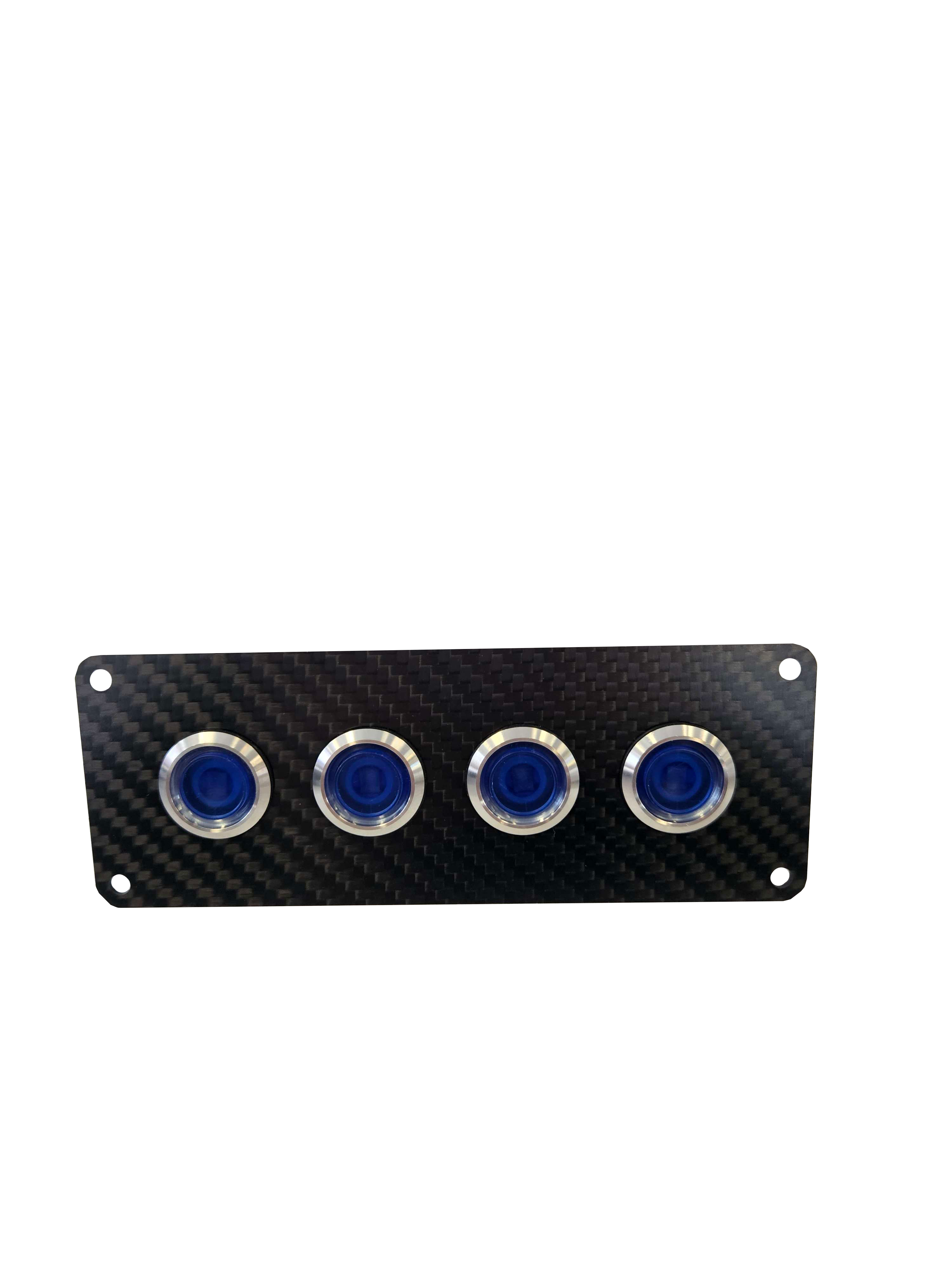 4 gang carbon fibre switch panel with 15A backlit switches