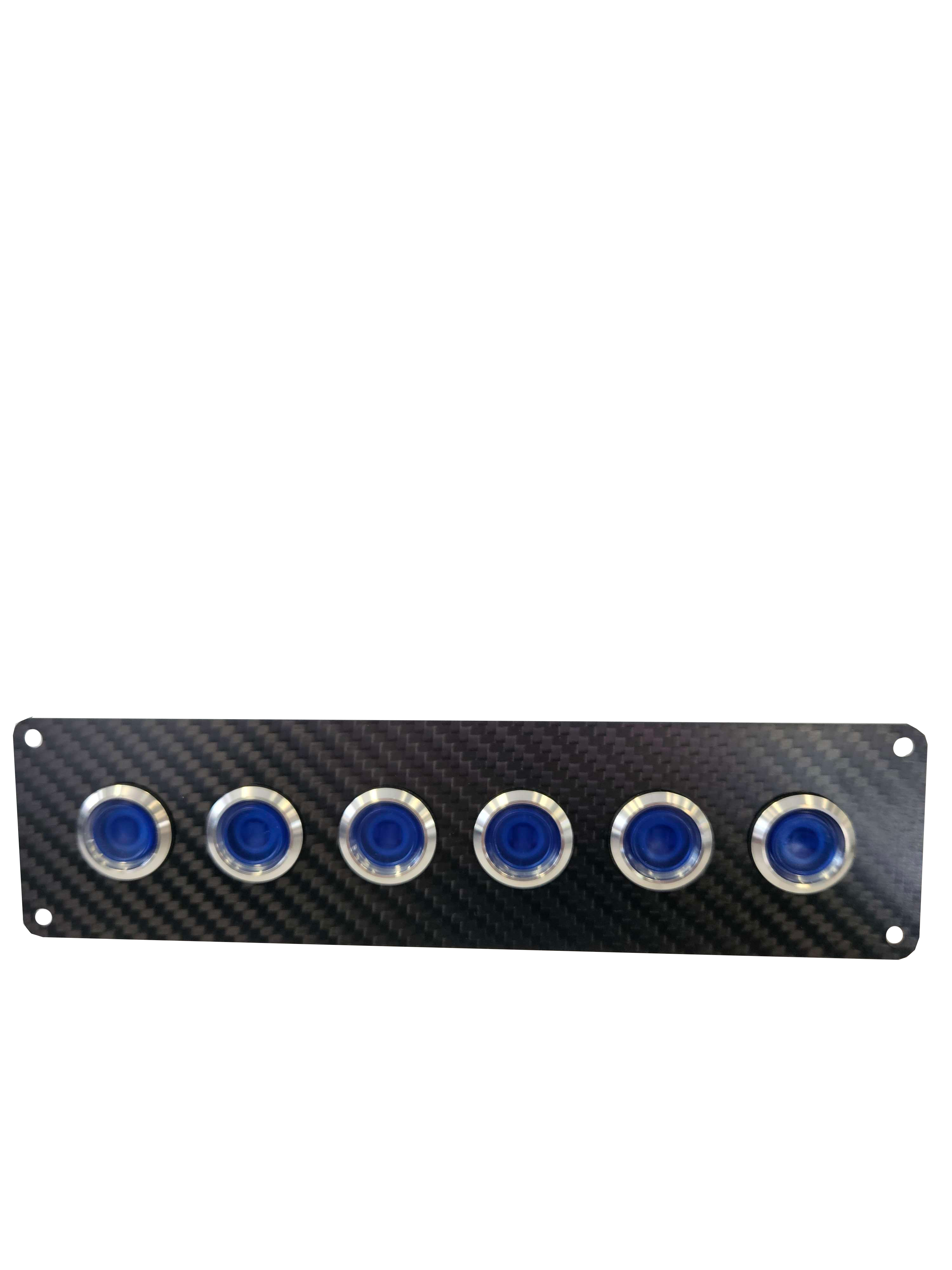 6 gang INLINE carbon fibre switch panel with 15A backlit switches