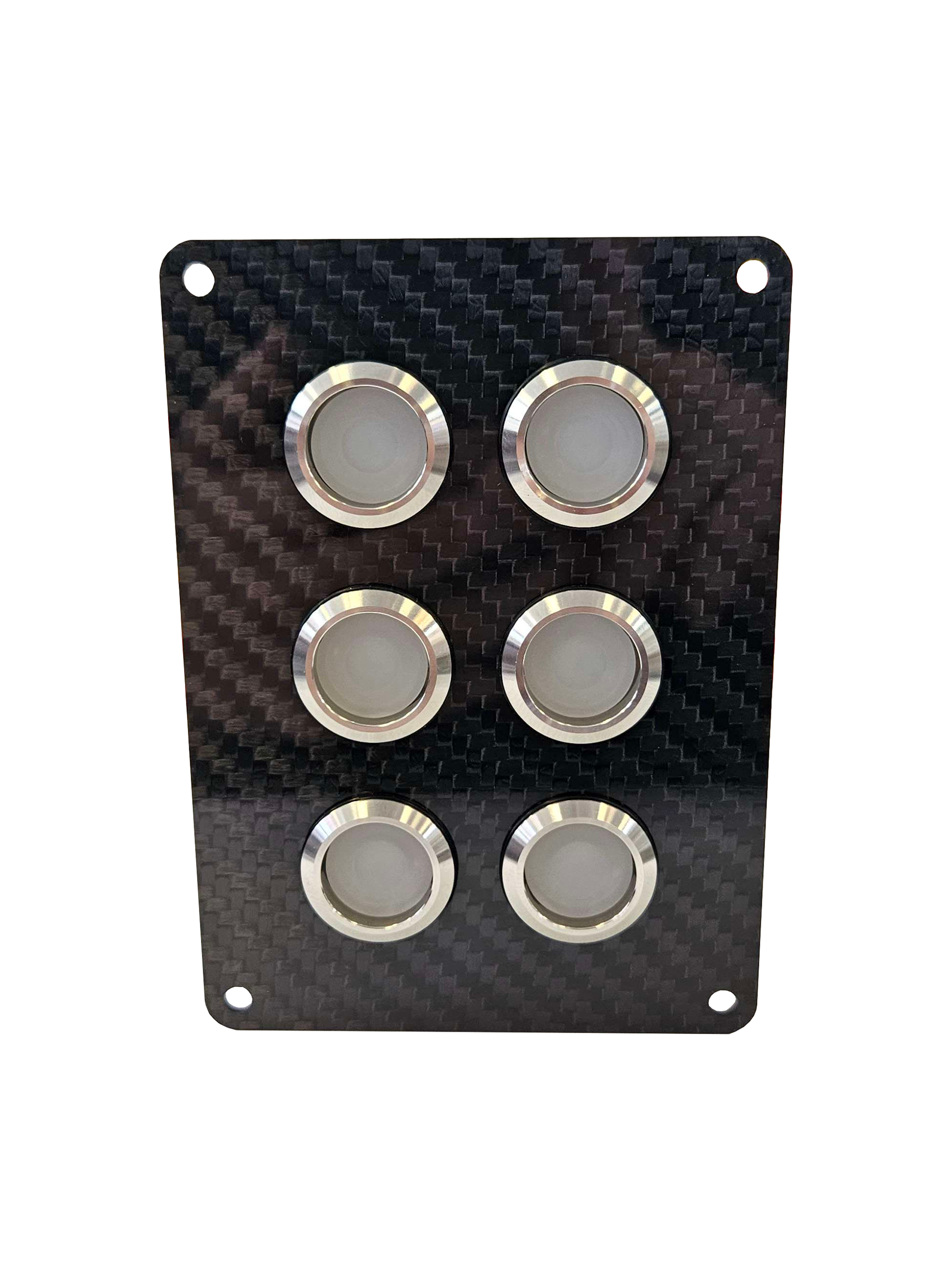 6 gang S.B.S. carbon fibre switch panel with 20A backlit switches