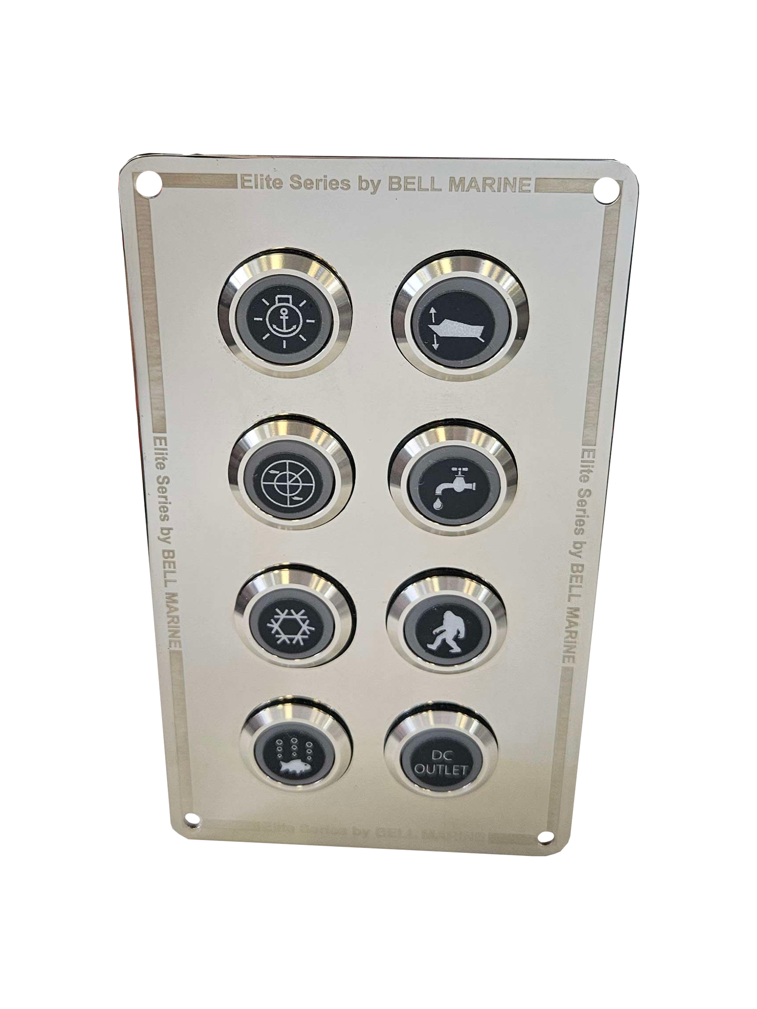 8 gang stainless steel switch panel with 20A backlit switches