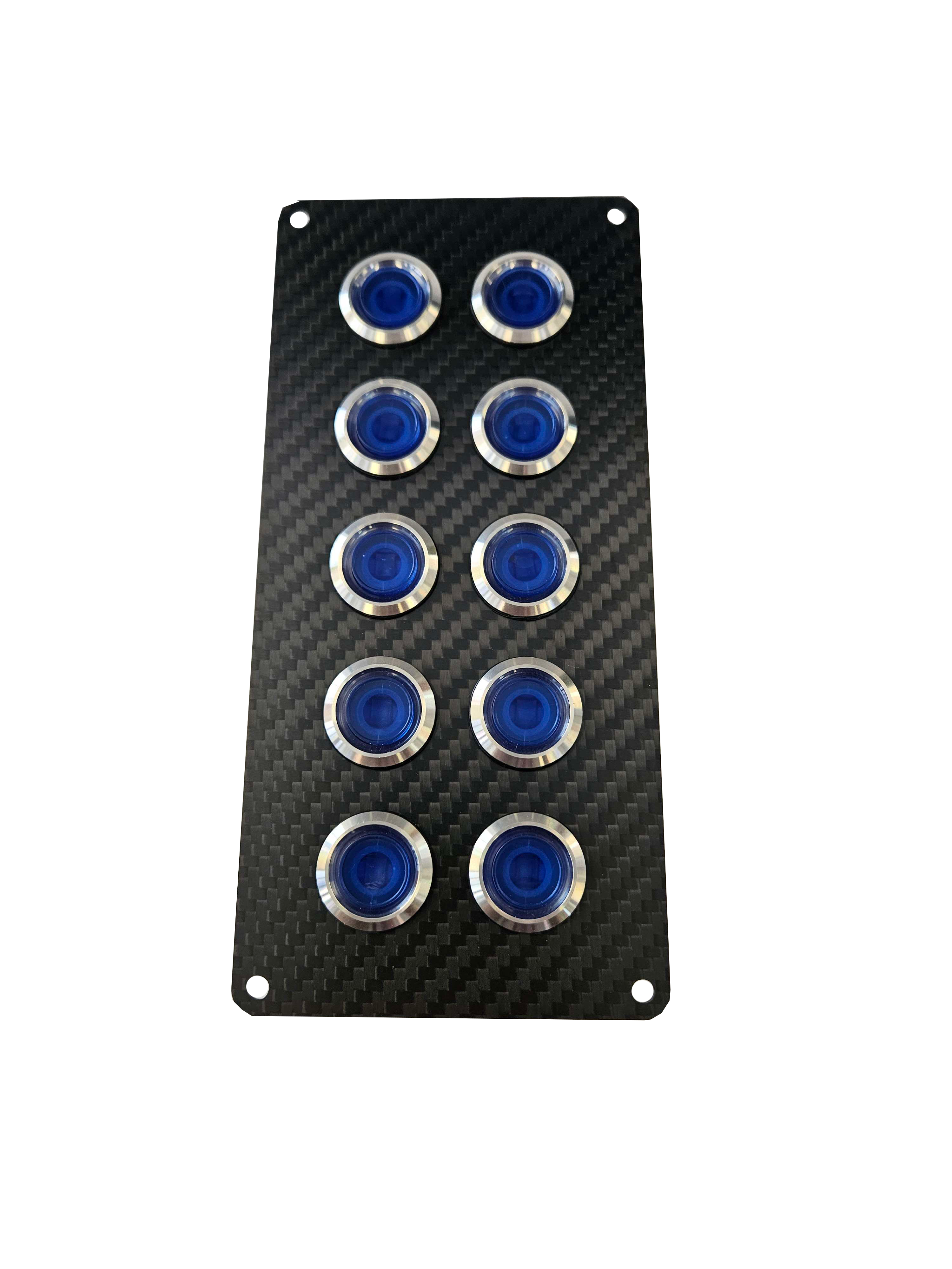 10 gang carbon fibre switch panel with 15A backlit switches